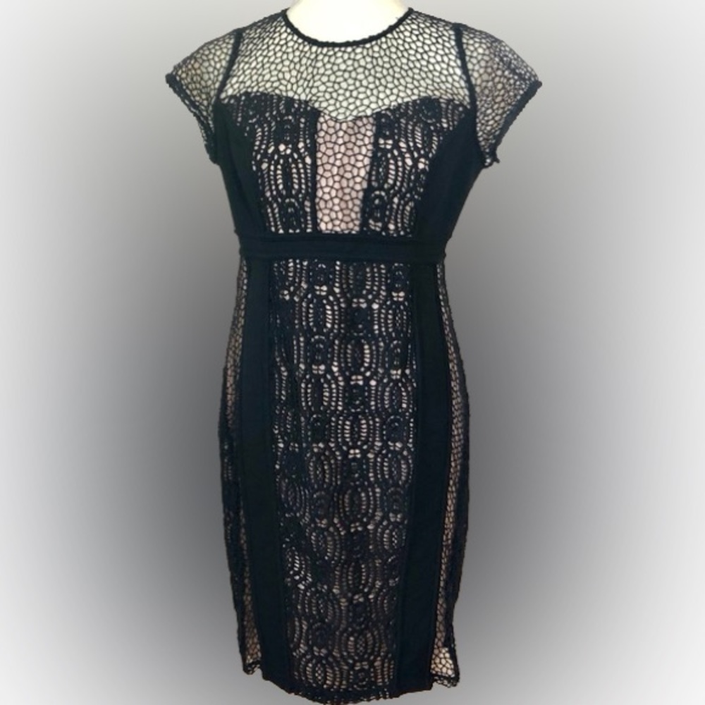 Nue by Shani Black Lace Maternity Cocktail Gown